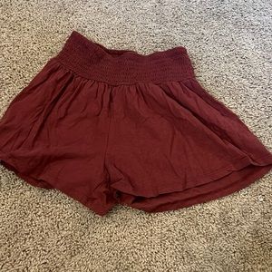 Burgundy flowy shorts